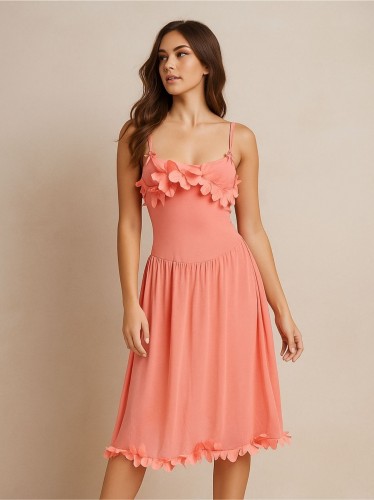 قميص لانجري قصير قطعة واحدة نسائي لون زهري