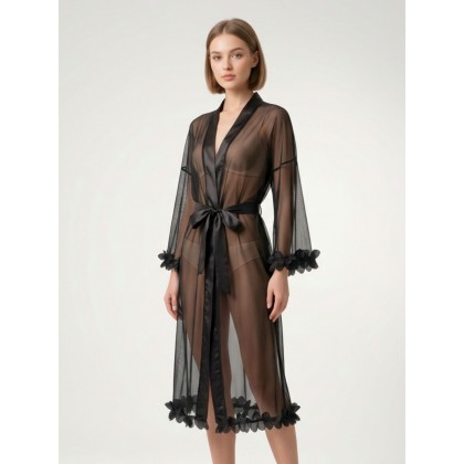 قميص لانجري مع روب نسائي لون أسود