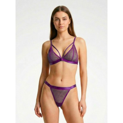 طقم قطعتين صدرية وكلوت نسائي لون خمري