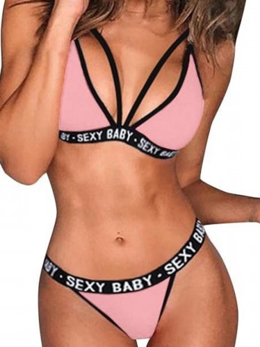 طقم قطعتين صدرية وكلوت نسائي لون زهري