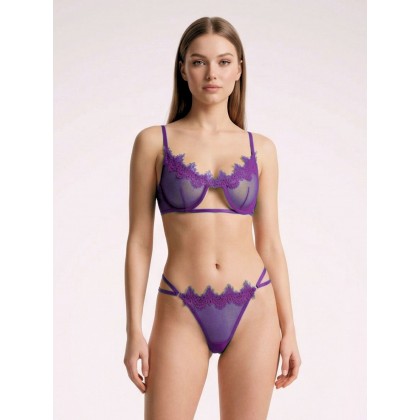 طقم قطعتين صدرية وكلوت نسائي لون بنفسجي