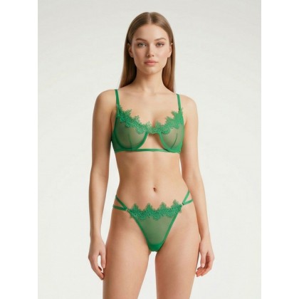 طقم قطعتين صدرية وكلوت نسائي لون أخضر