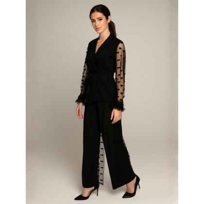 بجامة لانجري قطعتين للنساء لون أسود