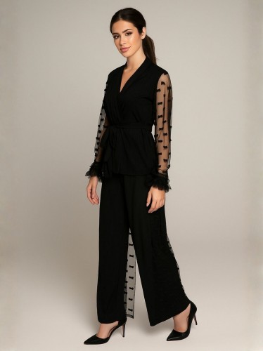 بجامة لانجري قطعتين للنساء لون أسود