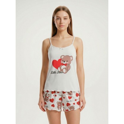 لانجري قطعتين توب وشورت لون ابيض