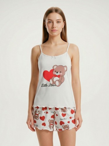 لانجري قطعتين توب وشورت لون ابيض