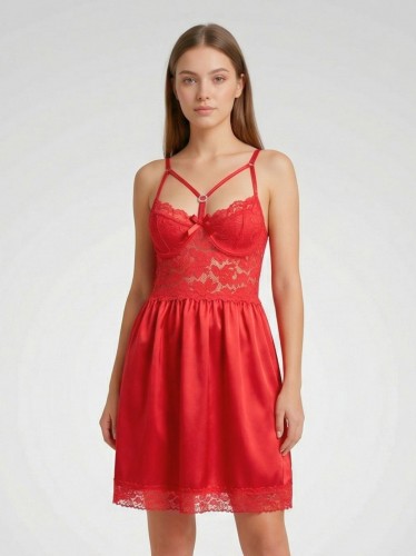 قميص لانجري للنساء لون أحمر