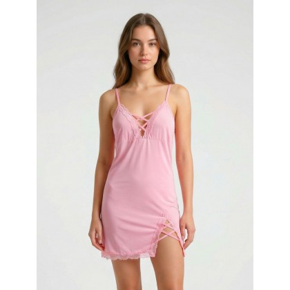 قميص لانجري للنساء لون زهري