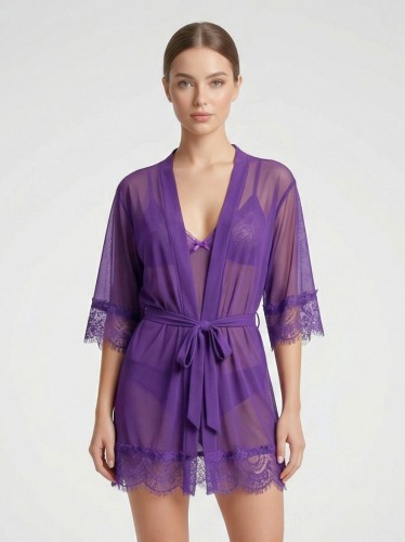 بيبي دول دانتيل (قطعتين) للنساء لون بنفسجي