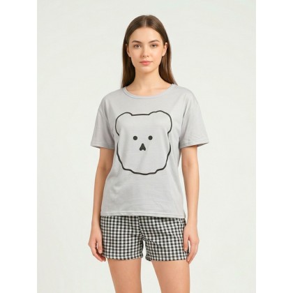 بجامة ستاتي (3 قطع) لون سكني