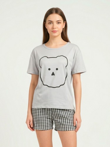 بجامة ستاتي (3 قطع) لون سكني