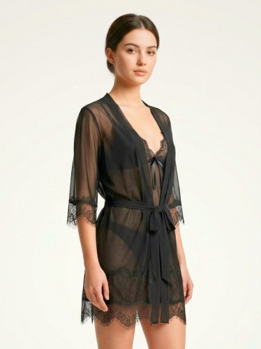 بيبي دول دانتيل (قطعتين) للنساء لون أسود