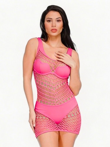 بدلة لانجري ستاتي شفافة حجم واحد لاستخدام واحد لون فوشي