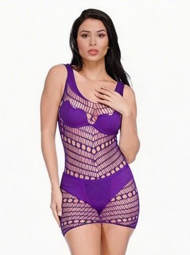 بدلة لانجري ستاتي شفافة حجم واحد لاستخدام واحد لون بنفسجي