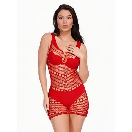 بدلة لانجري ستاتي شفافة حجم واحد لاستخدام واحد لون أحمر