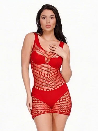 بدلة لانجري ستاتي شفافة حجم واحد لاستخدام واحد لون أحمر