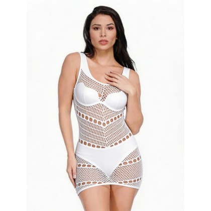 بدلة لانجري ستاتي شفافة حجم واحد لاستخدام واحد لون أبيض