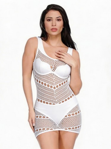 بدلة لانجري ستاتي شفافة حجم واحد لاستخدام واحد لون أبيض