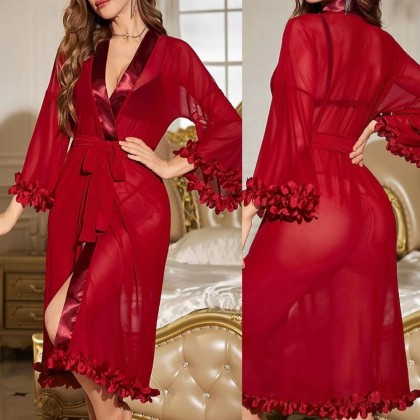 طقم لانجري روب لون أحمر 