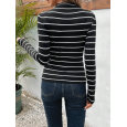 بلوزة بودي ستاتي لون اسود مخطط عرض ابيض