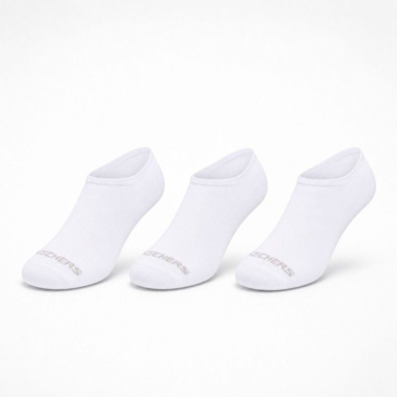 جوارب — Skechers Kids' Unisex No Show (3 Pair) Socks (31-35)-White