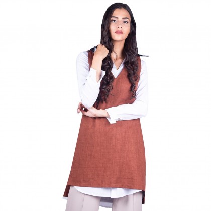 قميص ستاتي طويل مع فيست Sevinc تركي