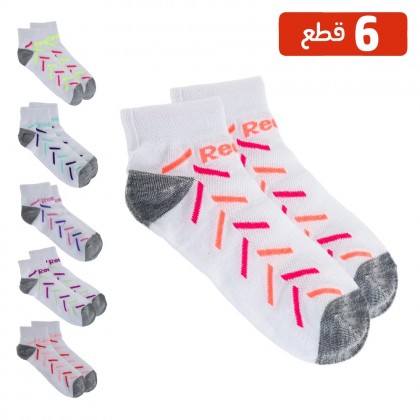 طقم جرابات 6 قطع للصبايا ( ساق وسط ) Reebok