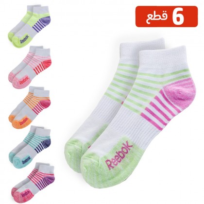 طقم جرابات 6 قطع للصبايا ( ساق وسط ) Reebok