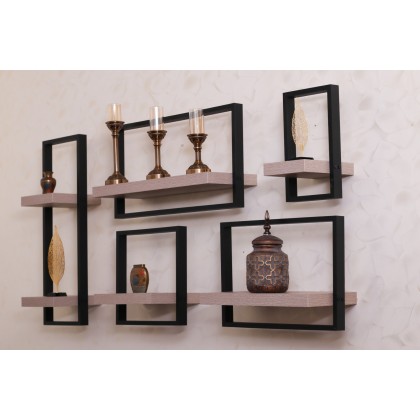 طقم رفوف خشبية 5 قطع Floating Shelves