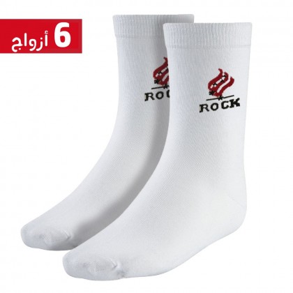 جرابات قطن شبابية ساق متوسط ( 6 أزواج )