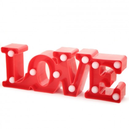 تحفة بلاستيكية مضيئة على شكل كلمة Love