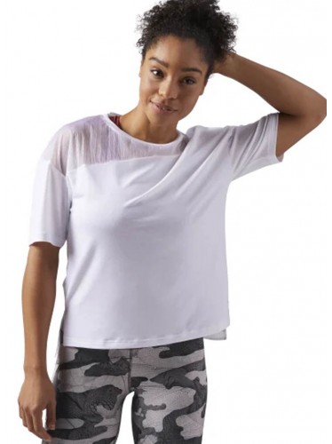 تيشيرت ريبوك لايت ويت ويفن للنساء لون أبيض - Reebok Women's Lightweight Woven T-Shirt - White
