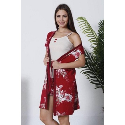 بيجامة نسائية 3 قطع طقم