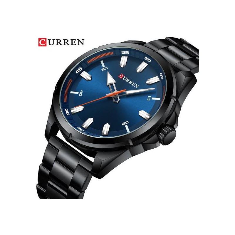 ساعة شبابية بحزام معدني لون أسود من Curren ساعة شبابية بحزام معدني لون أسود من Curren