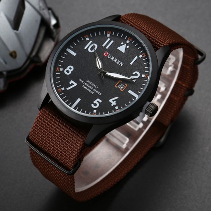 ساعة شبابية كتان مع معرف للتاريخ من Curren