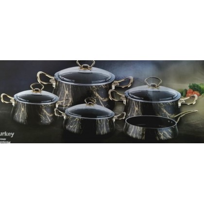 طقم طناجر ماربل 9 قطع أسود