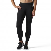 Reebok Womens' Comp Tight Solid- بنطلون ضيق رياضي من ريبوك للنساء لون أسود