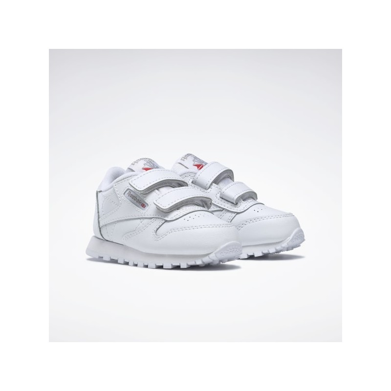 Reebok Mens' Classic Leather Shoes- حذاء ريبوك كلاسيك ليذر للأطفال للجنسين لون أبيض
